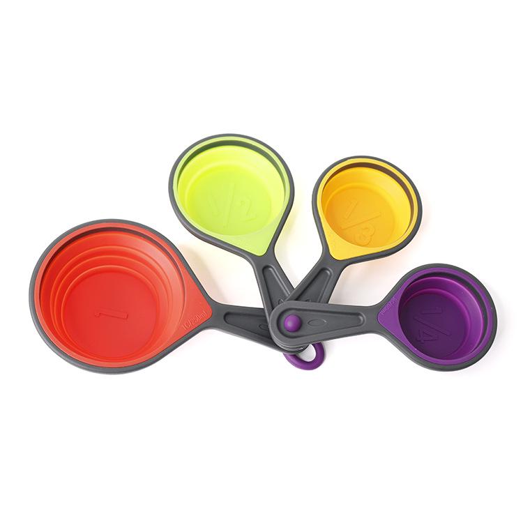 8-Piece Silicone Collapsible Measuring Cups & 4-Piece Measuring Spoons Set - In Stock