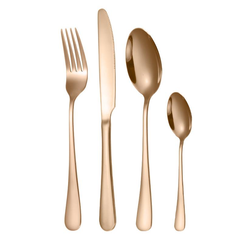 4Pcs Promotion Dinnerware Set Stainless Steel Colorful Rainbow Gold Knife Fork Teaspoon Dishwasher Safe Silverware Set Cutlery