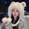 Warm Bear Ears Hat Ear Protection Woolen Bucket Hat New Plush Winter Hat  Women