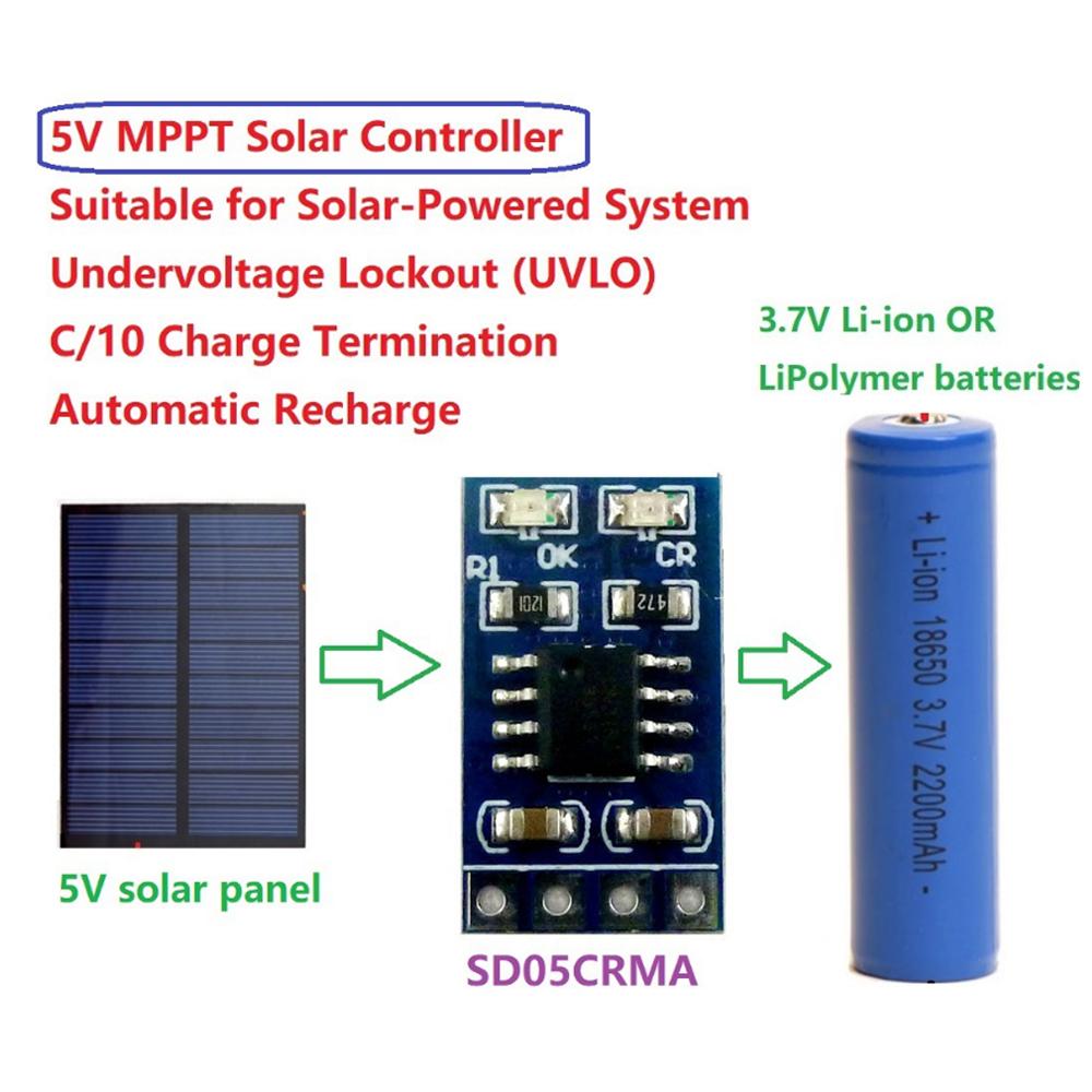 1A 1.1V 1.7V 18611 LiPo Li-ion Lithium-Akku-Ladegerätemodul MPPT Solar-Laderegler SD11CRMA Solarpanel-Akkuladung