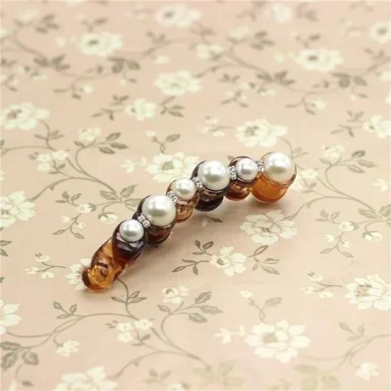 Pearl Banana Hair Clip Headdress Ins Pearl Banana Clip Vertical Clip Twist Ponytail Holder Hairpin Women Girls Hair Accessories