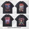European, American High Street Washed Retro Old Short-Sleeved T-Shirt Couple Animation Direct Injection Printing Loose Bottoming Shirt Men