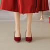 Fashion French  Wedding Shoes for Women 2025 Spring Summer Autumn New Thick Heels Pointed Not Tiring Feet Bride Shoes