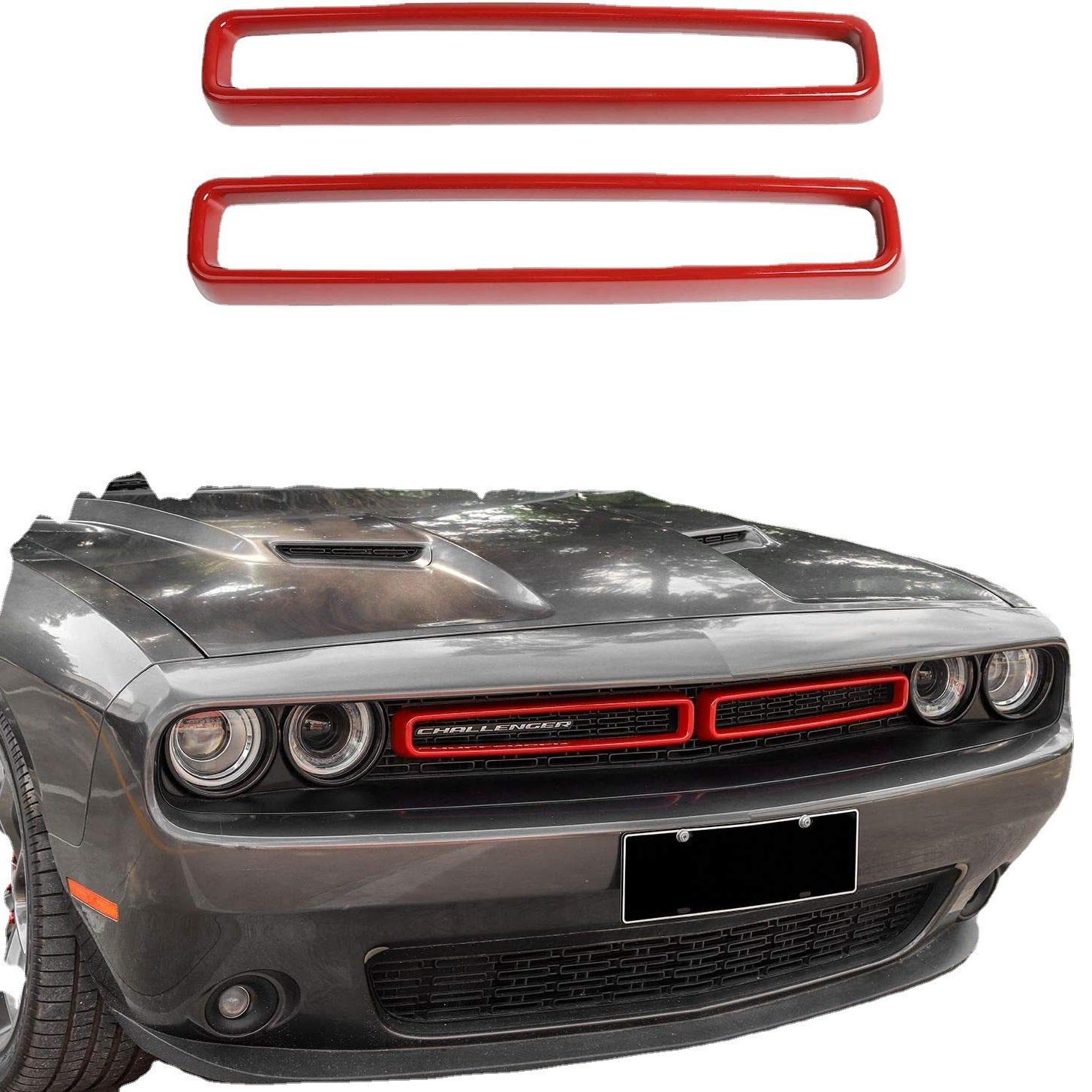 ABS Front Grille Mesh Decorative Ring for 2015-2020 Dodge Challenger Car Modification. Red