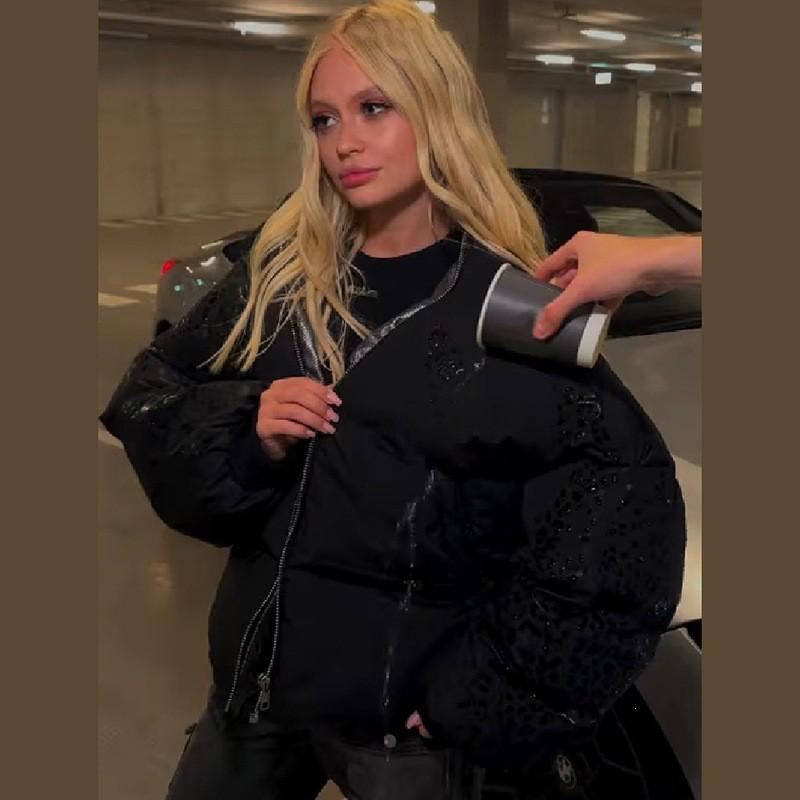 Womens Streetwear Hooded Puffer Coat Water-Responsive