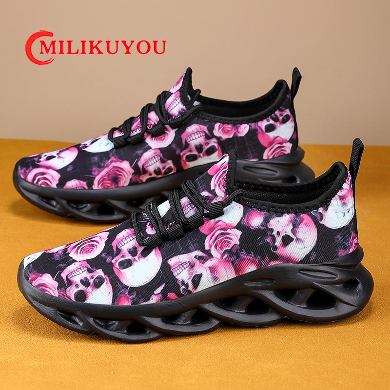 Halloween Woman Shoes Breathable Sneakers Woman Shoes Skull High Quality Fashion Light Athletic Mesh Sneakers Casual Shoes