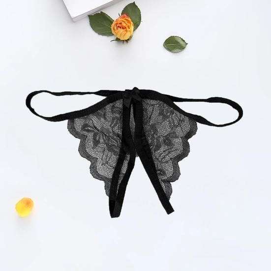 Dámské Kalhotky Krajka Otevřený rozkrok Průhledný Mašlička Dekor Jednobarevná Tanga G-string Dáma Nízký pas Tenké Intimní Dámské Spodní prádlo