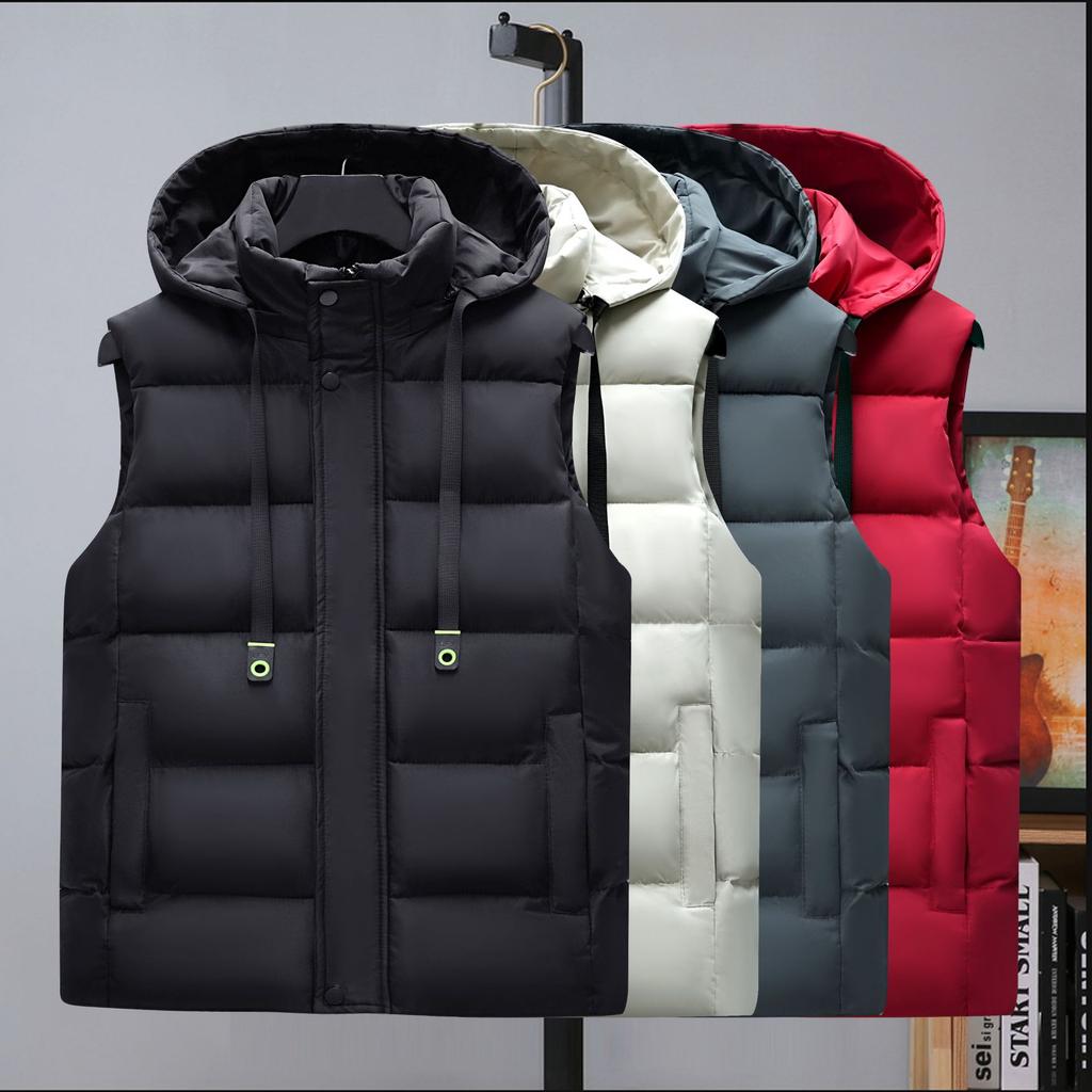 Autumn Winter New Men Down Hooded Vests Men Lightweight Windproof Casual Outdoor Waistcoats Ultra Light Male Padded Waistcoats