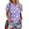 Moda para Mujer Cuello Redondo Manga Corta 3D Casual Estampado a Color Camiseta Casual de Manga Corta con Cuello Redondo