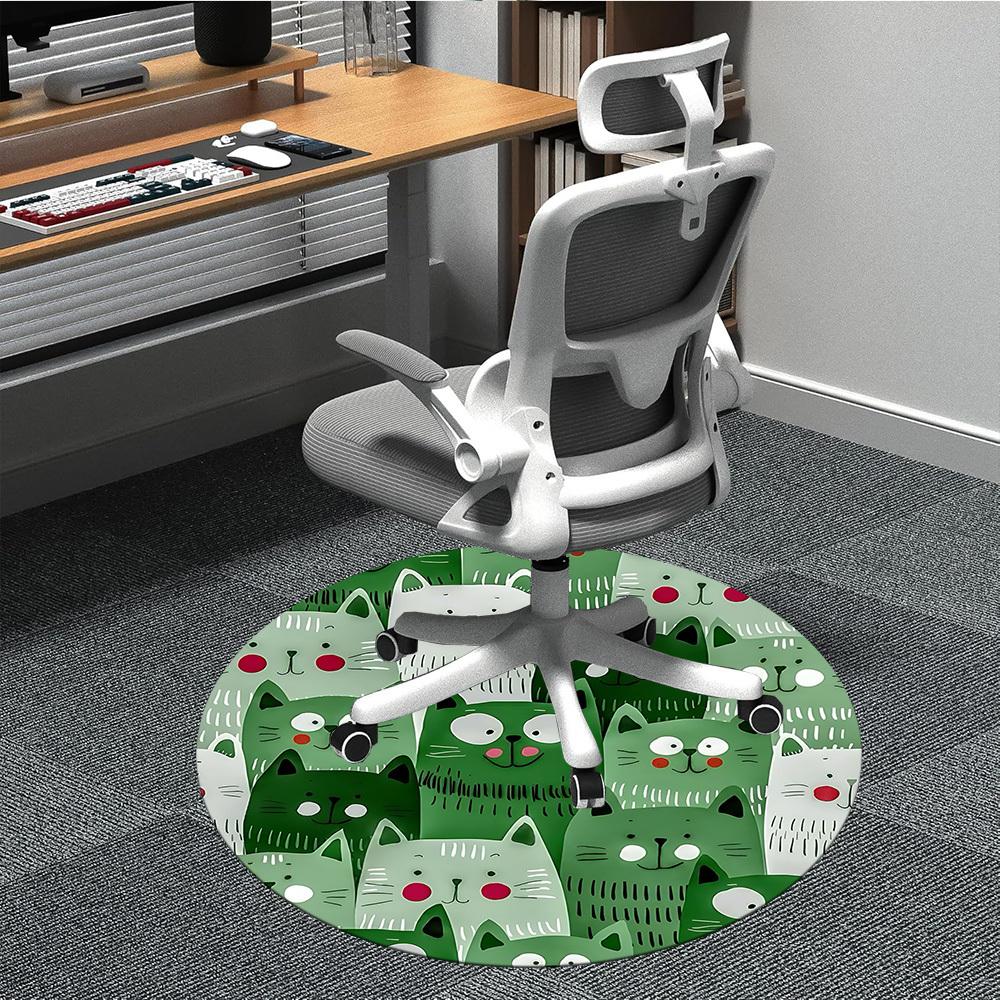 1pc Cat Pattern Office Round Area Rug, Under Office Chairs Bedroom Living Room Home Decor, Room Deco