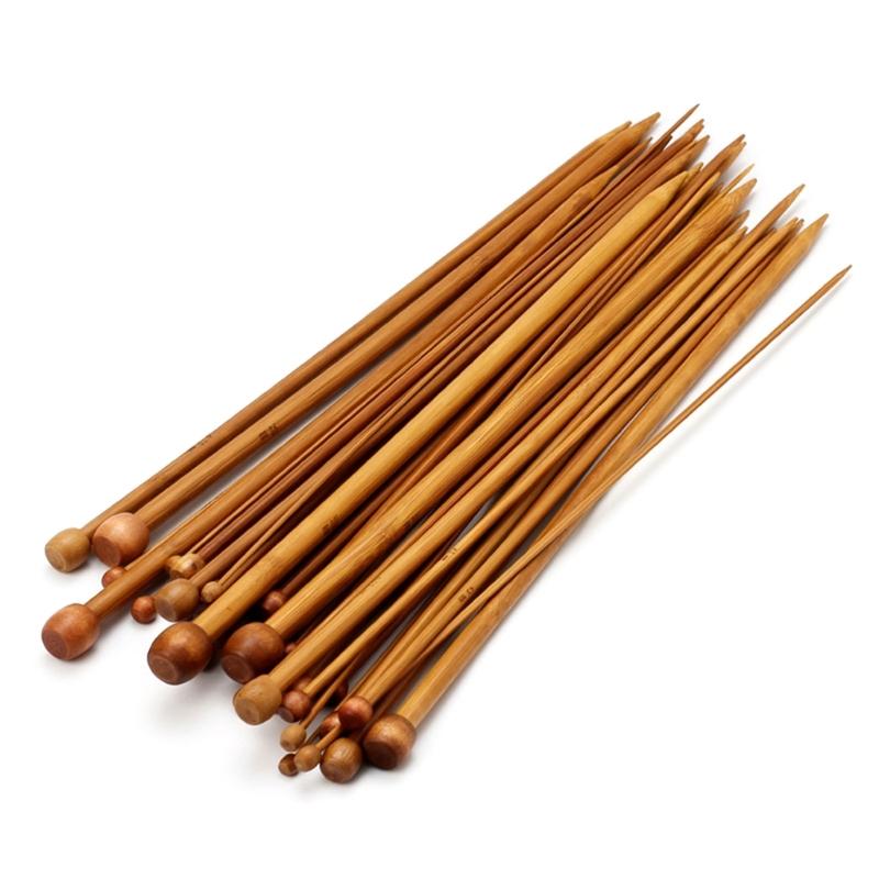 36Pcs Bamboo Crochet Needle 25/35cm Single Pointed Round Bead Knitted Needles for DIy Sweater Needlework Tool Supplies
