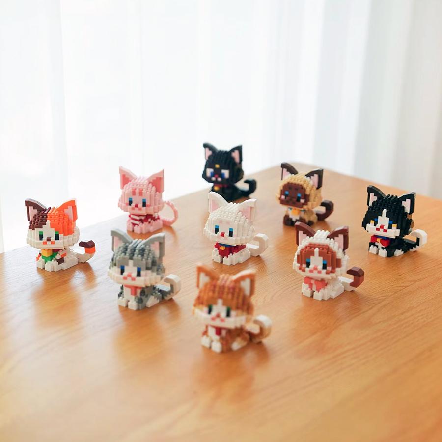Non-Toxic Cartoon Toys Animals Micro Building Blocks Pet Cats Models Diamond Bricks Diy Educational Toys For Kids Gifts