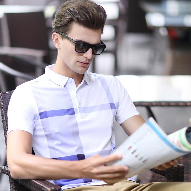 

Мужская футболка в клетку с лацканами, мужская футболка с короткими рукавами, мужская хлопковая футболка, мужская летняя новая футболка, мужская XXXL