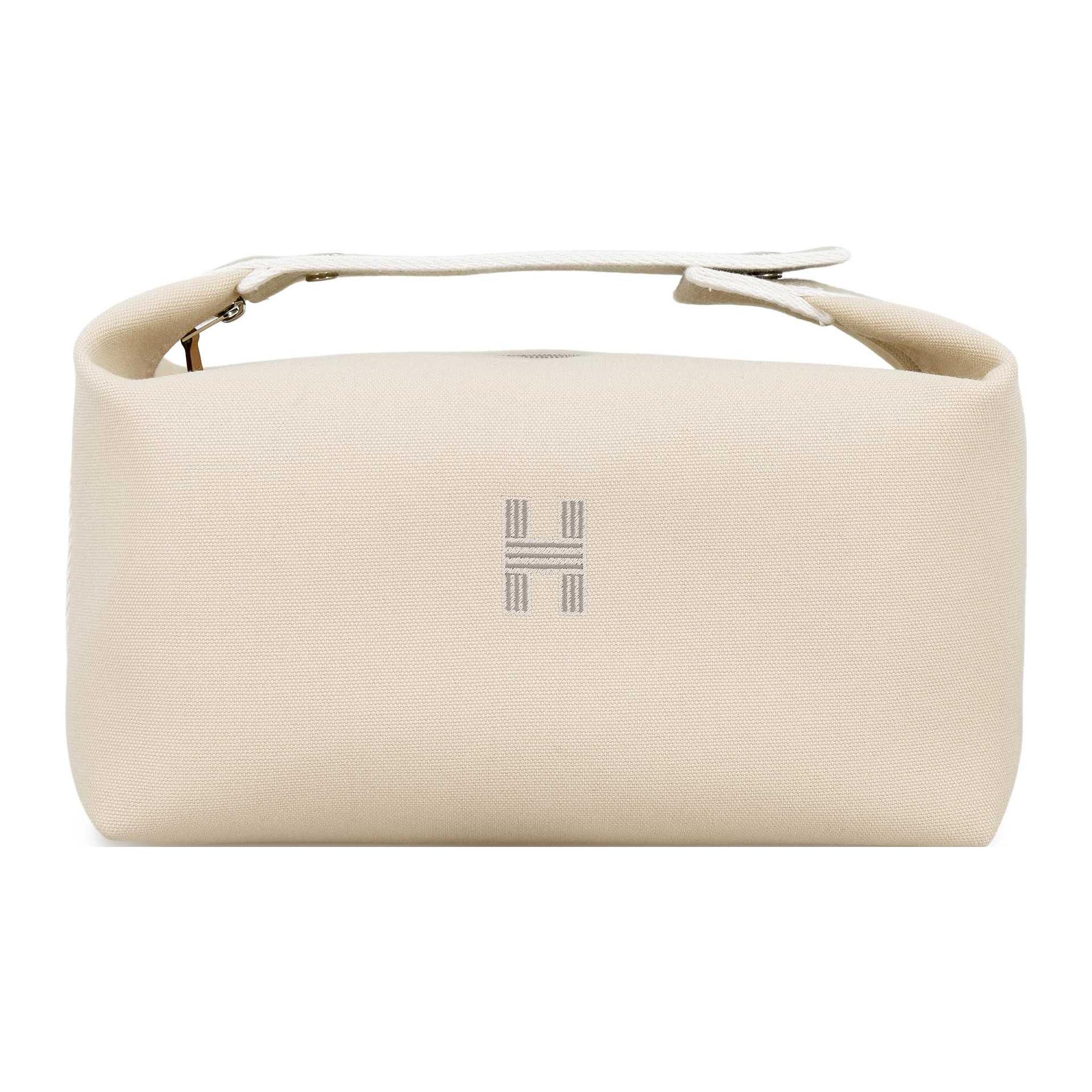 

Новые хлопковые сумки для хранения HERMES Bride a Brac, косметички, большой размер, женские, экрю H103223M-01 24.9*14.0*21.1CM