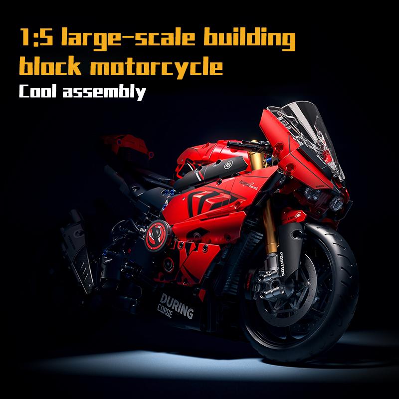 TOYLINX High-Tech 2024PCS 1:5 Scale Motorcycle Building Blocks City Motorbike Locomotive Modular Bricks Model Toys For Kid Gifts