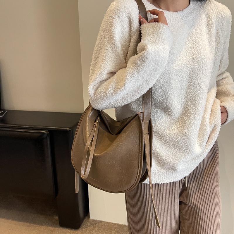 Velkokapacitní taška Dámská Populární High Sense Retro Maillard Taška přes rameno Všestranná taška na dojíždění