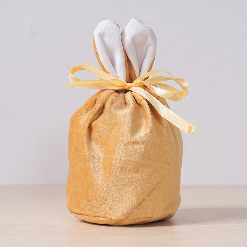 Easter Rabbit Ears Candy Bag Cute Bunny Velvet Draw Rope Candy Bags Gift Packing Bags Wedding Birthday Party Jewelry Organizer