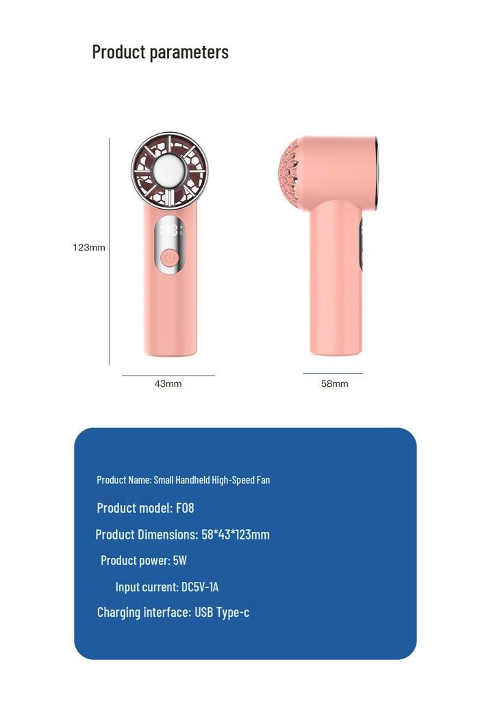 Bladeless High-Speed Portable Handheld Fan with Long-Lasting Turbine