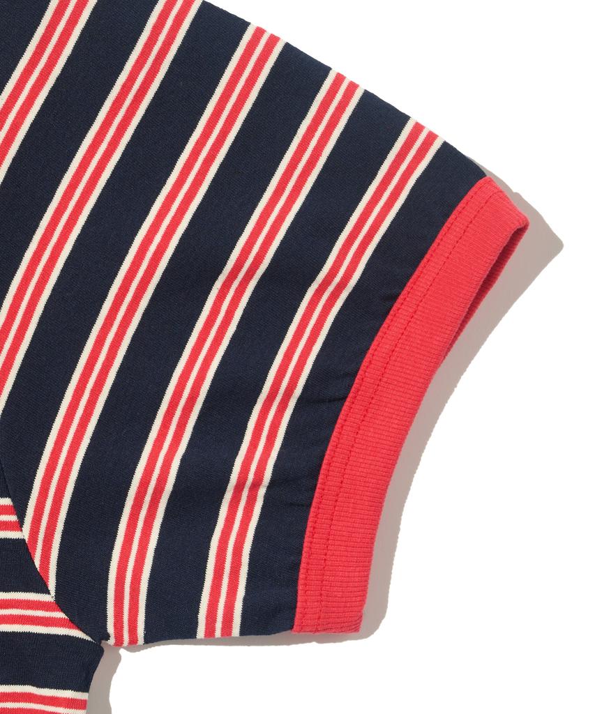 TAILOR STUDIO Minimal Logo Stripe Short Sleeve T-Shirt (Navy/Red)