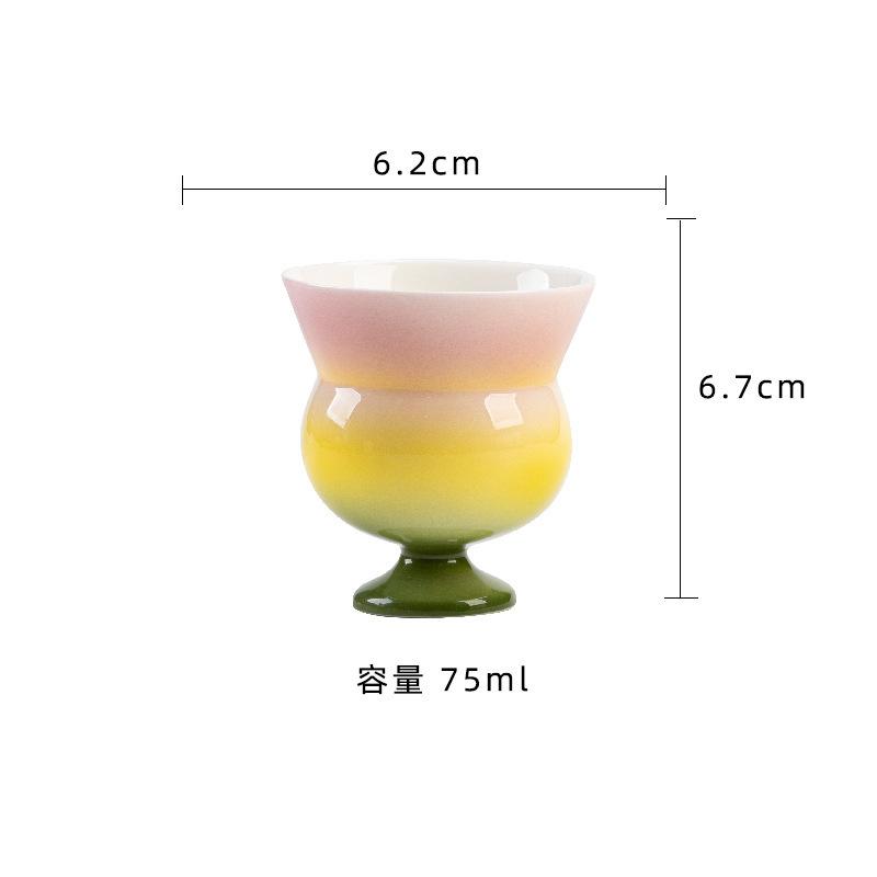 

2pc/lot Gradient Color Gourd High Foot Teacup Zen Tea Bowl Mug Tea-tasting Personal Cup Chazhan Master Cups Tea Items Craft 75ml