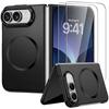 Coque + 2 Verres Trempés Pour iPhone Duo, Protection Rigide Antichoc Avec Cercle Magnétique Noir