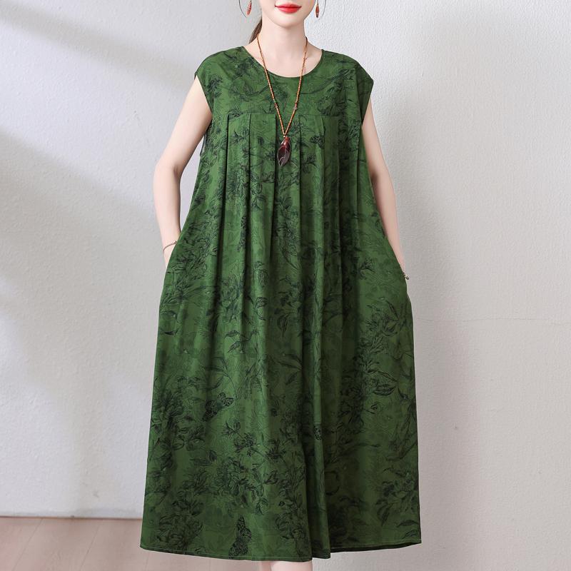 Rochie Vintage Vara Marime Plus Femeie Oversize Largi Fara Maneci Casual Elegant Rochii Lungi