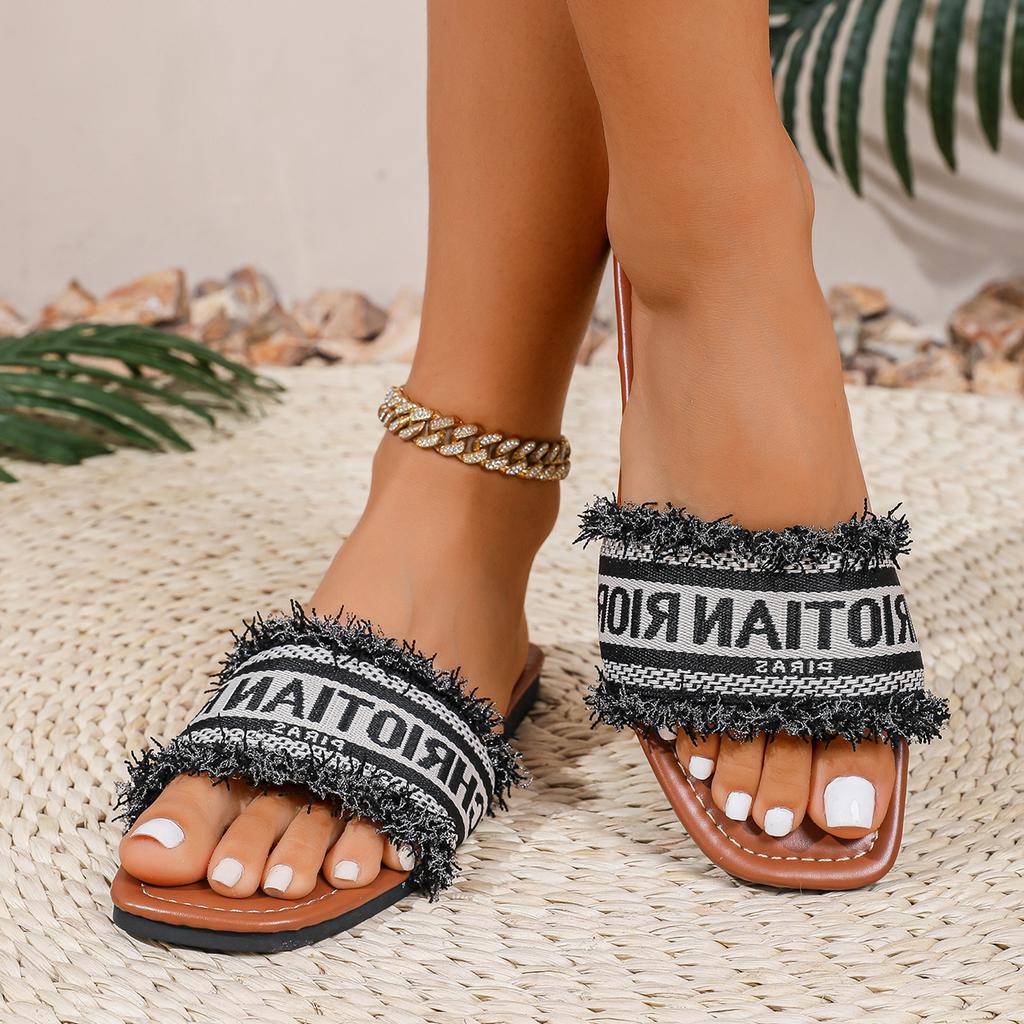 Fashion Women Slippers Summer Ladies Round Head Flat Outdoor Slides Fashion Female Comfortable Shoes Open Beach Lady Slides Women