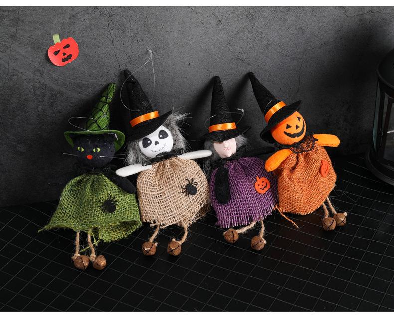A Set Of 4 Halloween Decoration Dolls Halloween Pumpkins Ghosts And Witches Party Doll Pendants Venue Decoration