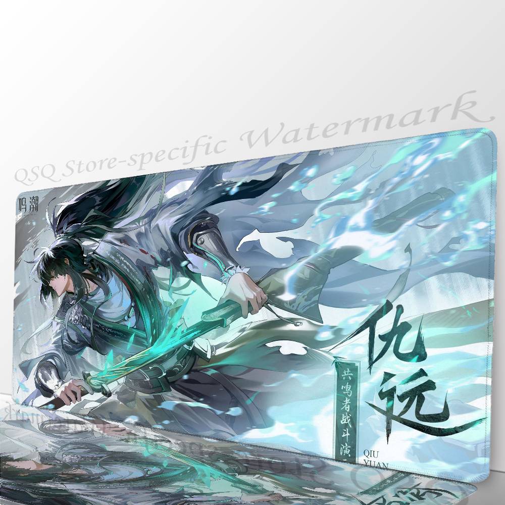 Qiuyuan Anime W-wuthering Waves Tappetino per Mouse Antiscivolo Adatto per Computer da Ufficio Laptop Tappetini da Scrivania per E-sport Tastiera XXL