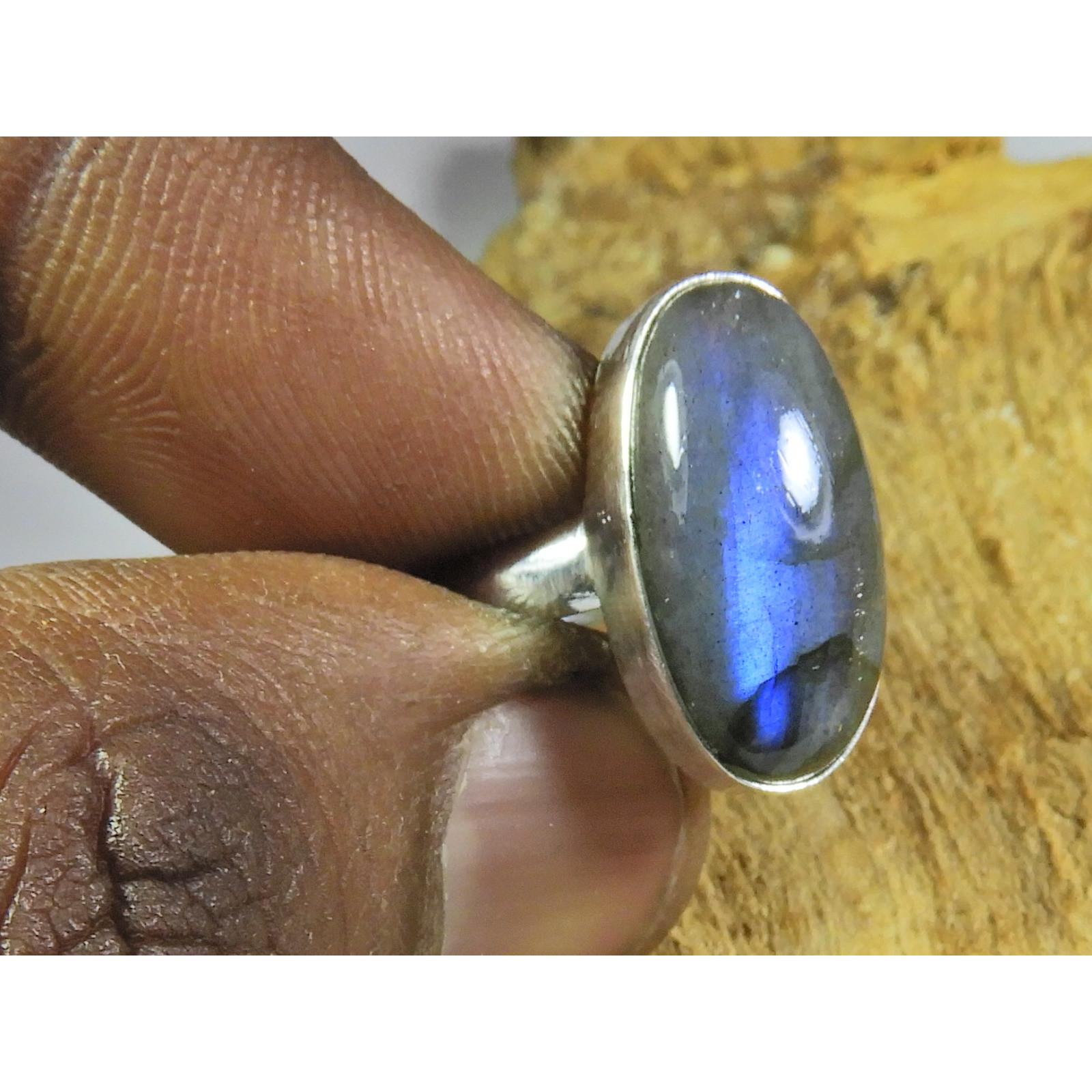 

Natural Blue Labradorite Gemstone 925 Solid Sterling Silver Ring Size US-6.5 PG-183