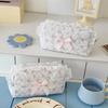 Cute Pink Striped Lace Makeup Pouch Aesthetic Ins Style Makeup Bag for Girls Teens Cosmetic Organizer Kawaii Pencil Case