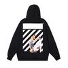 Off-White 2025 Herbst/Winter New Crown Schräg gestreifter Schwarzer Haarschnitt Bedruckter Hoodie Herren- und Damen-Hoodie