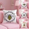 Cushion Cover Bee Botanical Plush Fabric Soft Double-Sided Printed Sofa Warm Winter Home Gift Pillow Case