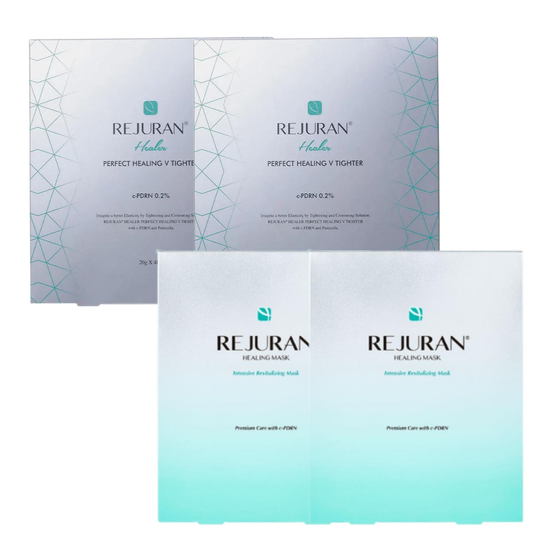 [REJURAN] Healer Perfect Healing V Tighter Collagen Lifting Mask 4pcs x2 + Healing Essence Face Mask 5pcs x2 Set