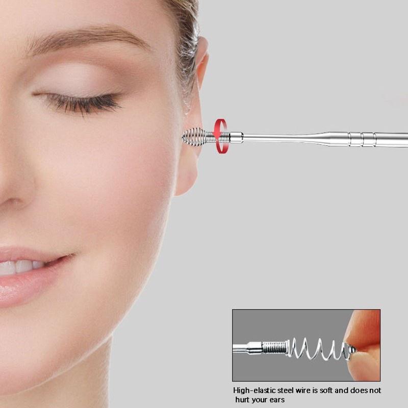 6Pcs Silver Stainless steel ear cleaning kit earwax cleaner tools