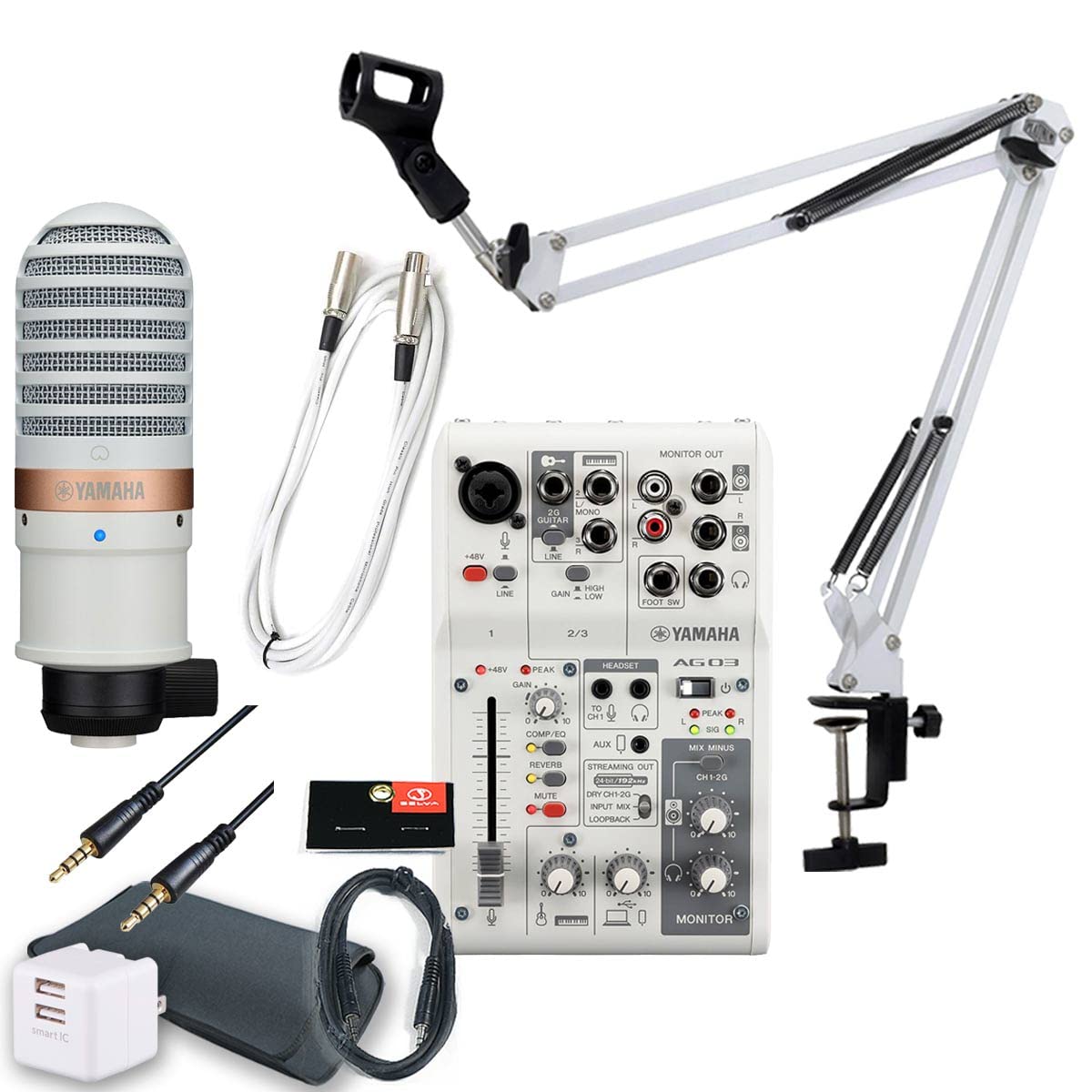 

YAMAHA AG03MK2 YCM01 WHITE set for Android users Genuine condenser white arm white microphone AUX convenient sleeve USB 2 port AC cable /