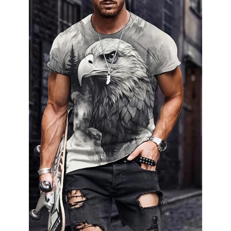 Summer fashion new men's printed T-shirt sports and leisure plus size comfortable men's short sleeved
