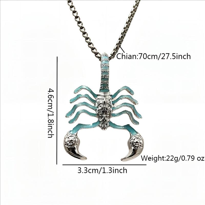 1PC Stainless Steel Personality Scorpion Pendant Fashion Luminous Scorpion Unique Hollow Out Design Hip Hop Chain Necklace