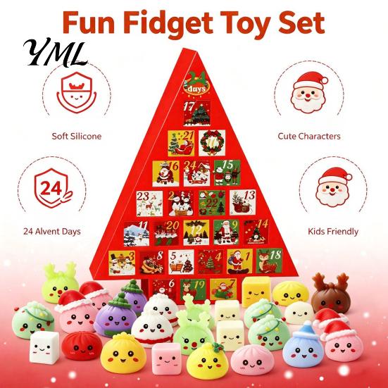 Fun Holiday Activity for Classmates Christmas Advent Calendar, 24 Day Countdown Box with Mystery Figures, Calendar Decoration Festive Decor Kids Room