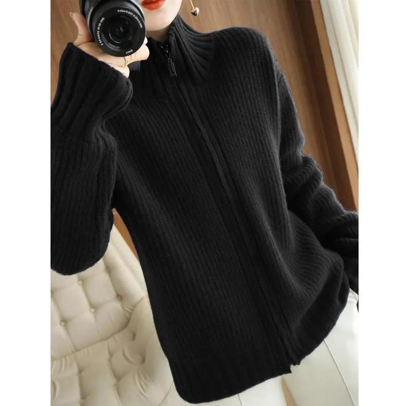 Autumn and Winter Mid-length Cardigan Knitted Sweater Sweater Large Size Lazy Style Long-sleeved Top Jacket Women