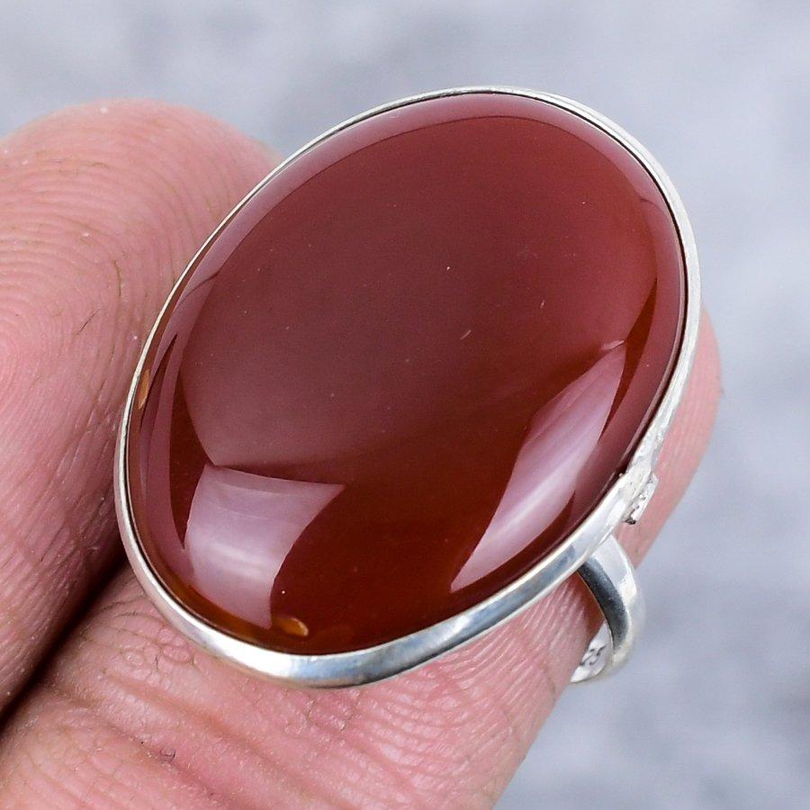 Cornaline Pierre Précieuse Argent Sterling 925 Bijou Bague Taille 7