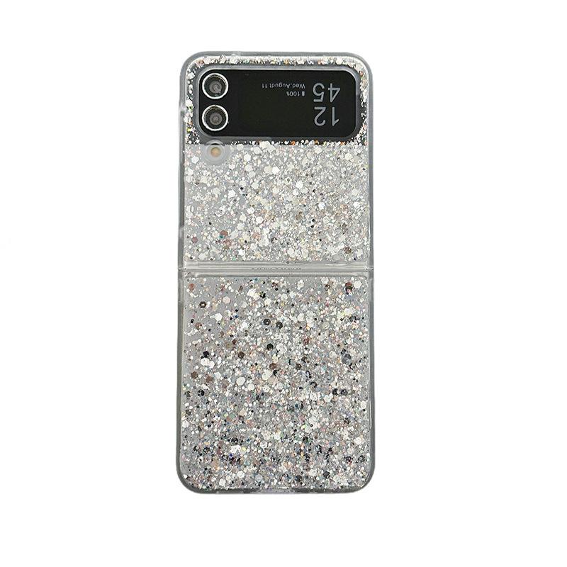 For Samsung Zflip6 Mobile Phone Case Glue Glitter Sequin Fold5 Clamshell Folding Screen W24flip Women's Model