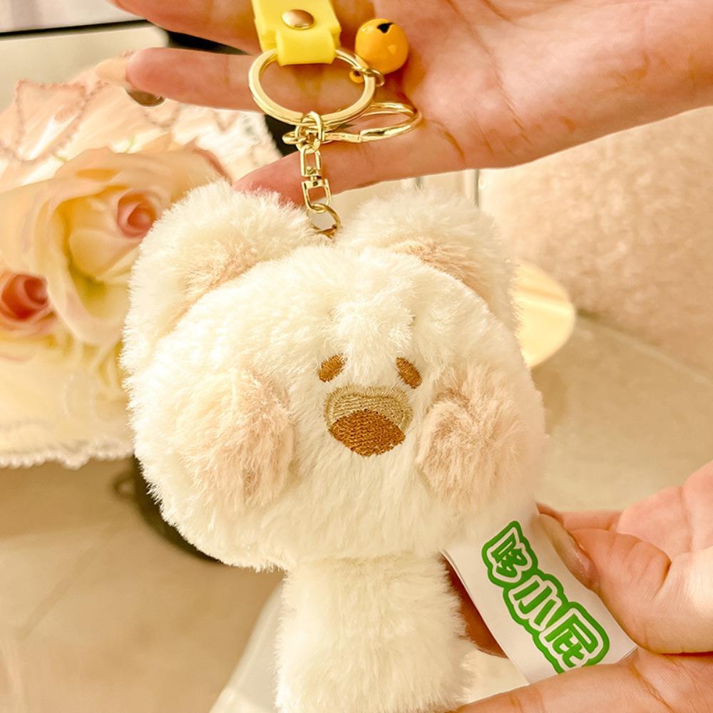 2pcs/set Funny Plush Animal Pendant Fur Cartoon Doll Keychain Purple Cute Cat Key Ring  Daily