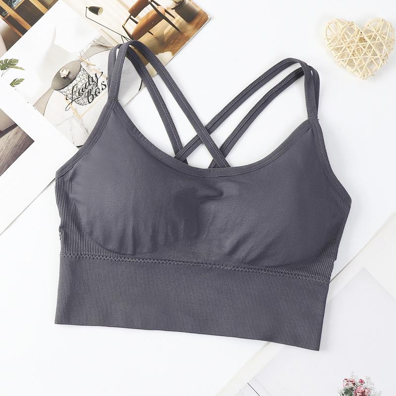 Plus Size Ribbed Strappy Sports Bra - Shockproof, Comfortable & Thin for Women’s Fitness
