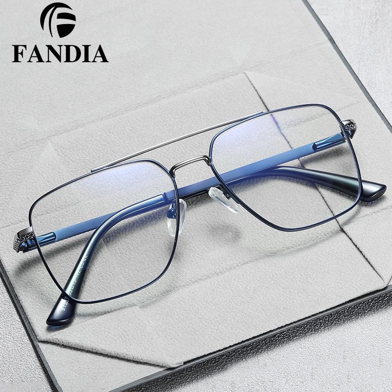 Fashionable High-End Men's Full-Rim Lightweight Metal Glasses with Prescription Lenses for Myopia