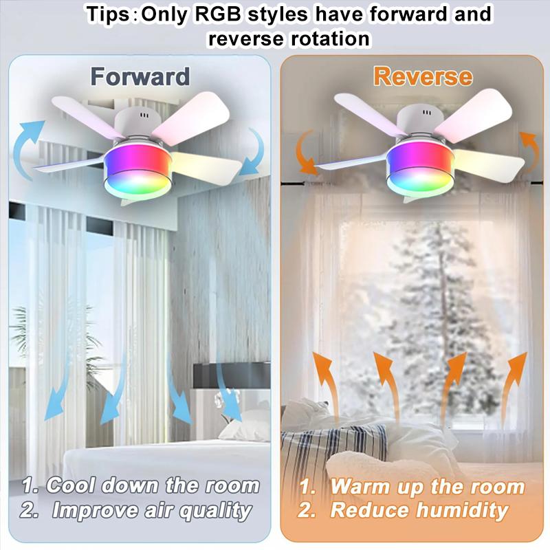 Smart Ceiling Fan RGB Lighting E27 Fans Lamp APP Control Via Bluetooth Ceiling Fan with Silent Design for Bedroom Decorations