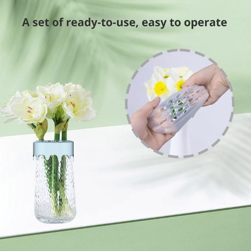 Silicone Grid Insert Flexible Floral Stem Holder For Floral Arrangements And Makeup Brush Storage