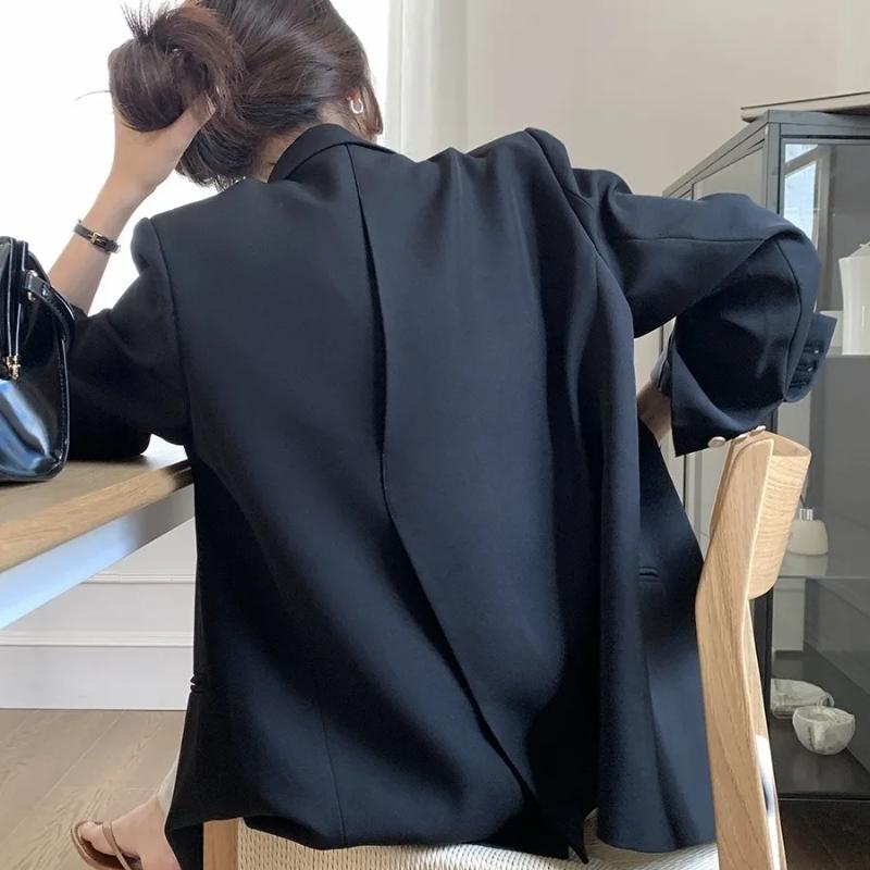 Damen Herbst Oversized Blazer Lässig Locker Einfarbig Anzugjacke