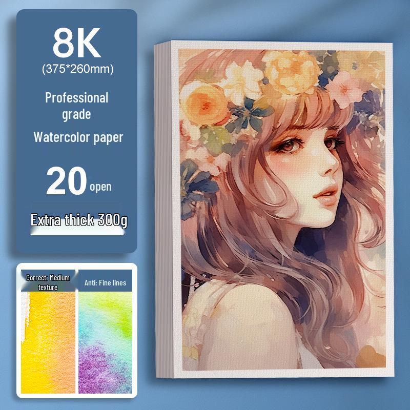 300g Watercolor Postcard Paper - Thick, Medium Rough Texture, Wood Pulp, Square, Blank Cardstock for Painting and Drawing