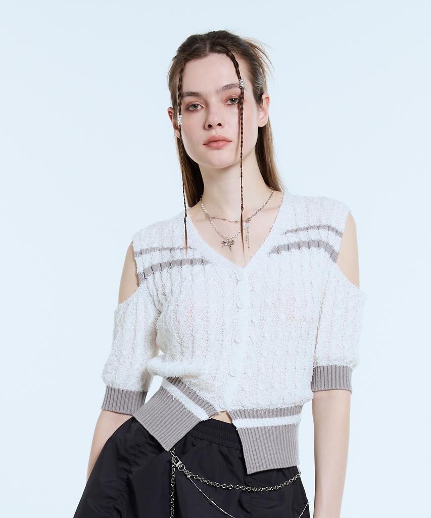 LARTIGENT L11 Off Shoulder Knit(White)
